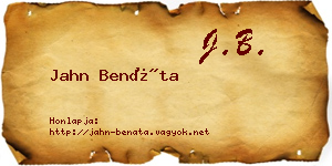 Jahn Benáta névjegykártya